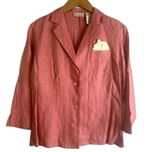 White Stag Pink Linen Blend Button Up Lightweight Jacket Size Small 4/6 - Picture 1 of 10